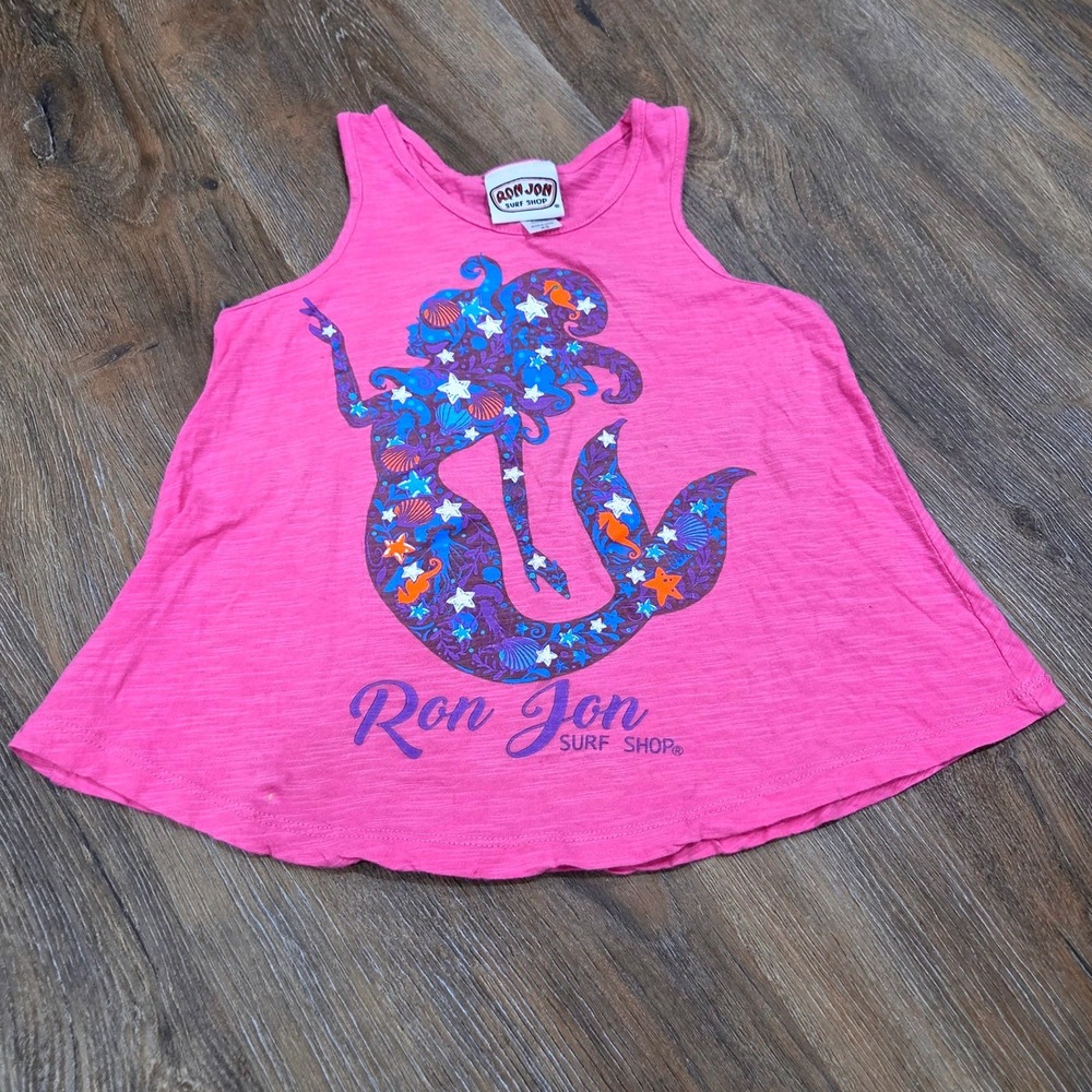Ron Jon Surf Shop Girls Pink Mermaid Graphic Tank Top Cotton Slub Size XS